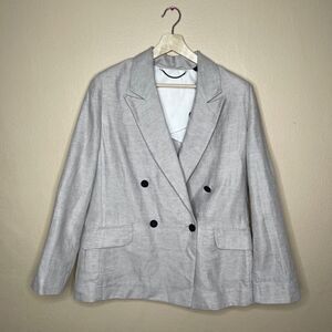 ALLSAINTS Womens double-breasted blazer Linen Bland Size 8 NWT